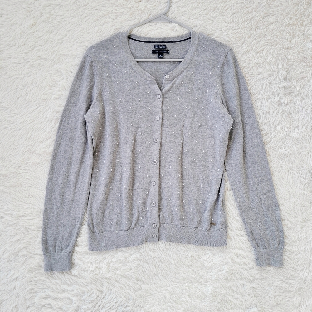 Tommy‎ Hilfiger Grey Knit Button Front Cardigan